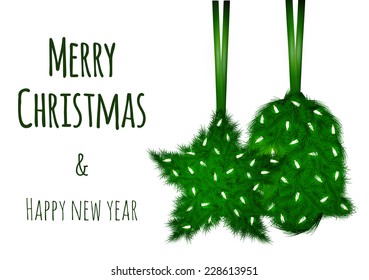 Christmas vector wish card with decorations and clean design