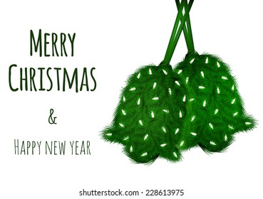 Christmas vector wish card with decorations and clean design