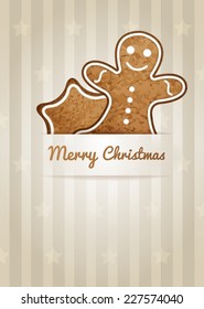 Christmas vector wish card with gingerbread and empty space