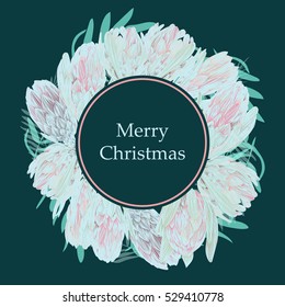 Christmas vector wreath. Decorating Christmas holiday. snowy flowers.
