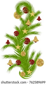 Christmas vectors collection pack. Christmas tree branch with decorations