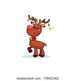 Christmas Vectors - Reindeer Wearing Lights