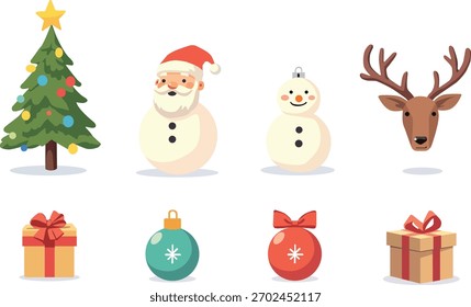 Weihnachten Vektorgrafiken, Urlaub Illustrationen, Schneemann, Elemente.