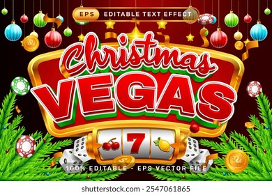 christmas vegas 3d text effect and editable text effect with christmas background
