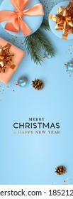 Christmas vertical backgrounds, xmas poster, web banner. Holiday templates cover for social networks, design for and stories. Realistic 3d decorative objects. Happy New year. vector illustration