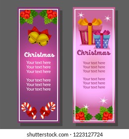 christmas vertical banner with gift box ornate