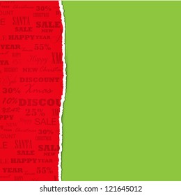 Christmas vertical torn paper vector illustration of selling promotion banner