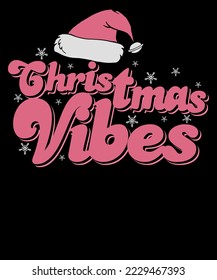 Christmas Vibes Retro Pink Vintage Christmas T shirt Design for women