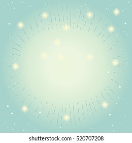 Christmas Victorian cards background with falling snowflakes, bright stars, lights sparkle and place for text. Vector. Magic. Retro style. Victorian Anniversary card. Happy New Year 2024 Vintage frame