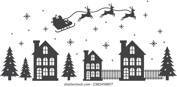 Christmas Vilage Background Ornamnet Set