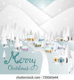 Christmas village card vector background