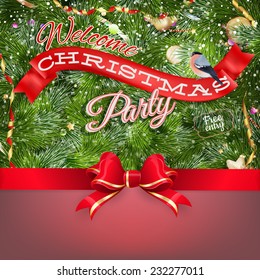 Christmas vintage background with baubles and christmas tree. EPS 10 vector file included