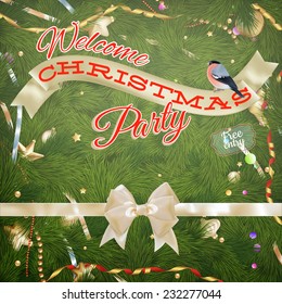 Christmas vintage background with baubles and christmas tree. EPS 10 vector file included