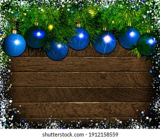 Christmas Vintage Background With Candle And Bauble In Night. Vector Illustration