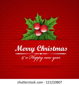 Christmas vintage background with holly berry.