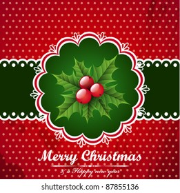 Christmas vintage background with holly berry.