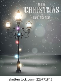 Christmas vintage background with lamp