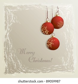 Christmas vintage background with red baubles