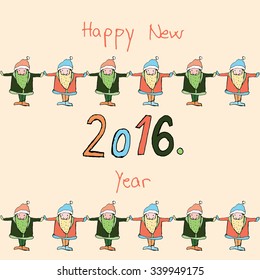 Christmas vintage background with Santa and hand drawn fir-tree for xmas design