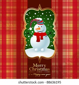 Christmas vintage background with snowman.