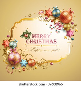 Christmas vintage background. Vector illustration.