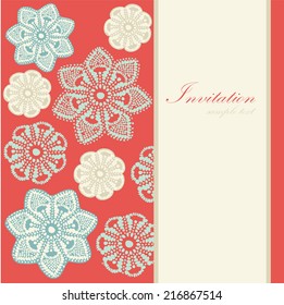 Christmas vintage card, invitation with abstract lace snowflakes, vector illustration background