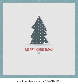 Christmas vintage card with Christmas tree. Vector illustration