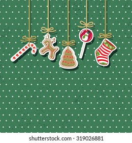 Christmas vintage card. Vector illustration Eps 8.