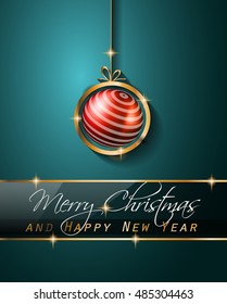 Christmas Vintage Classic Background with balls and star lights with a lot of space for text. Ideal  for outstanding greeting card or dinner invitations.