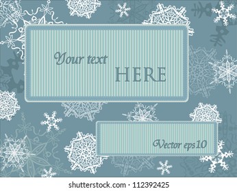Christmas vintage frame with snowflakes, vector, winter holidays theme