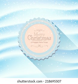 Christmas vintage greeting card with stamp on the snow
