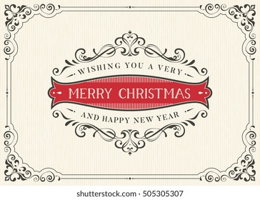 Christmas vintage greeting card with typography design. Vector file.