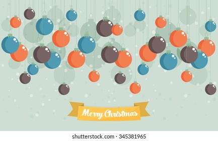 Christmas vintage greeting card. Vector illustration