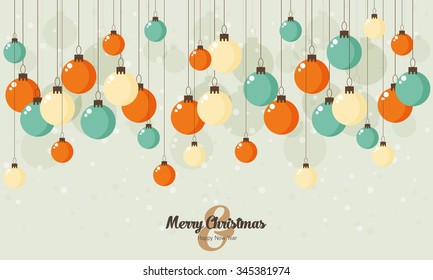 Christmas vintage greeting card. Vector illustration