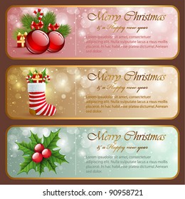 Christmas vintage horizontal banners.