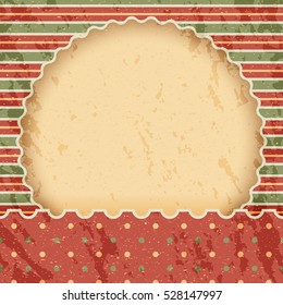 Christmas vintage paper background or frame. Red and green classic style.