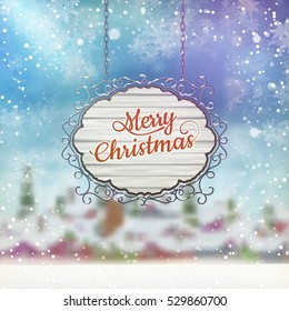 Christmas vintage Postcard with old Signboard. EPS 10 vector file included