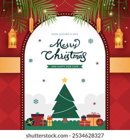 Christmas vintage and retro background for greeting card with gold ornaments and decoration