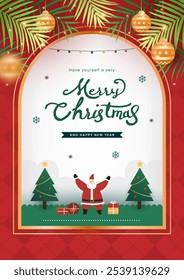 Christmas vintage and retro background for greeting card with gold ornaments and decoration