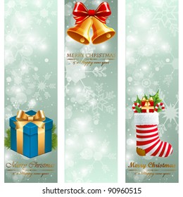 Christmas vintage vertical banners.
