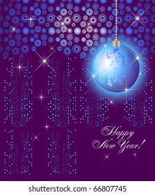 Christmas violet card  with snow