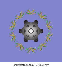 Christmas violet, gray and greens. Vector illustration. Magic holiday abstract background with star and falling snowflakes.