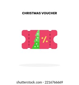 Christmas Voucher flat icon. Vector illustration on white background. Can used for digital product, presentation, UI and many more.