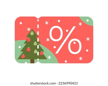 Christmas voucher mockup with Christmas tree and snow in the background