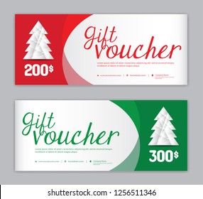 Christmas Voucher, Sale banner template, Horizontal Christmas cards, headers, website, red and green background, vector illustration EPS10