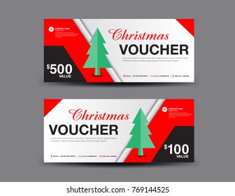 Christmas Voucher template layout, business flyer design, coupon, ticket, Discount card, promotion, marketing, banner vector illustration