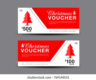 Christmas Voucher template layout, business flyer design, coupon, ticket, Discount card, promotion, marketing, banner vector illustration