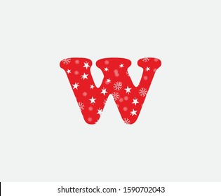 Christmas W Letter Logo icon. Initial W Vector design concept christmas letter material logo icon for initial banner, poster.