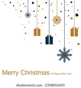 Christmas wallpaper concept with snowflake and gift box. Greeting card for Merry Christmas and Happy New Year. Background Vector Work.