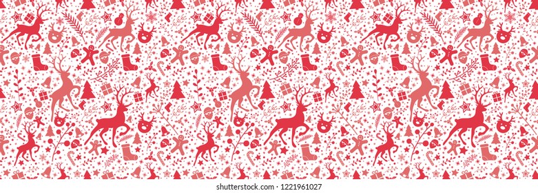 Christmas wallpaper with decorations - seamless texture. Vector.